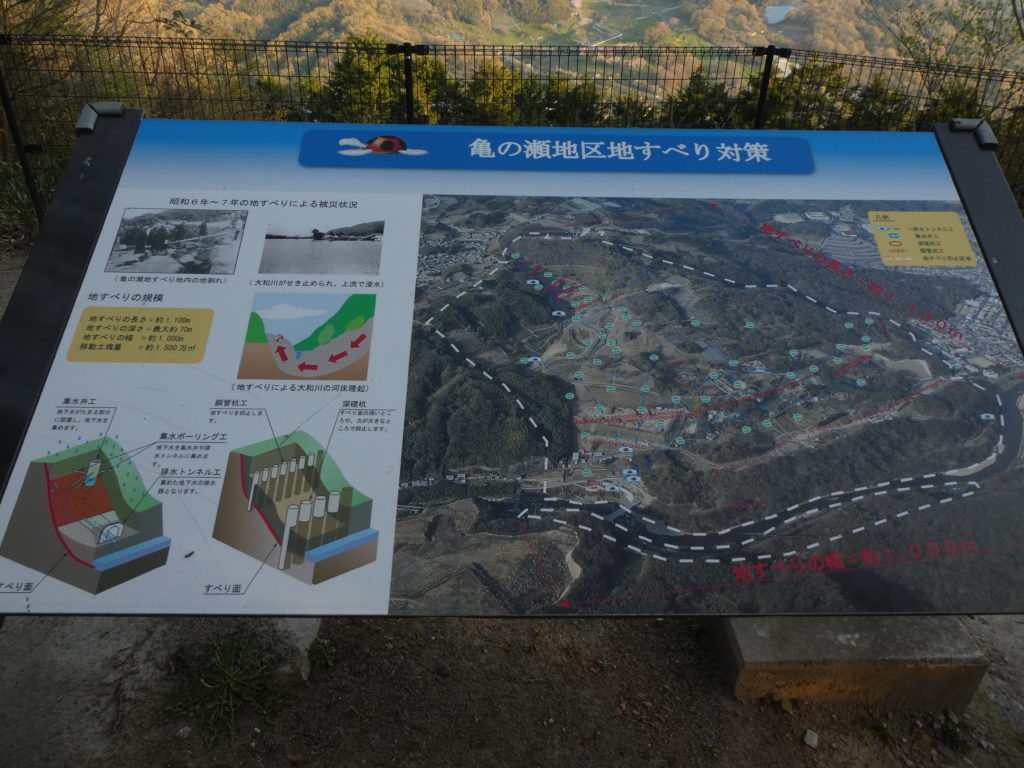 明神山　ハイキングコース　亀の瀬　案内板